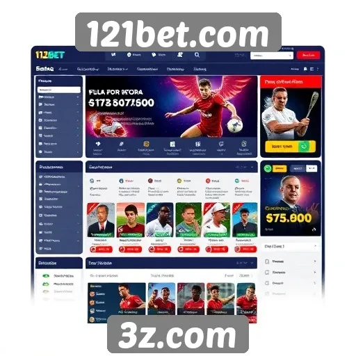 Interface de usuário do 121bet.com e sua navegação